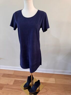Newbury Kustom navy faux suede shift dress